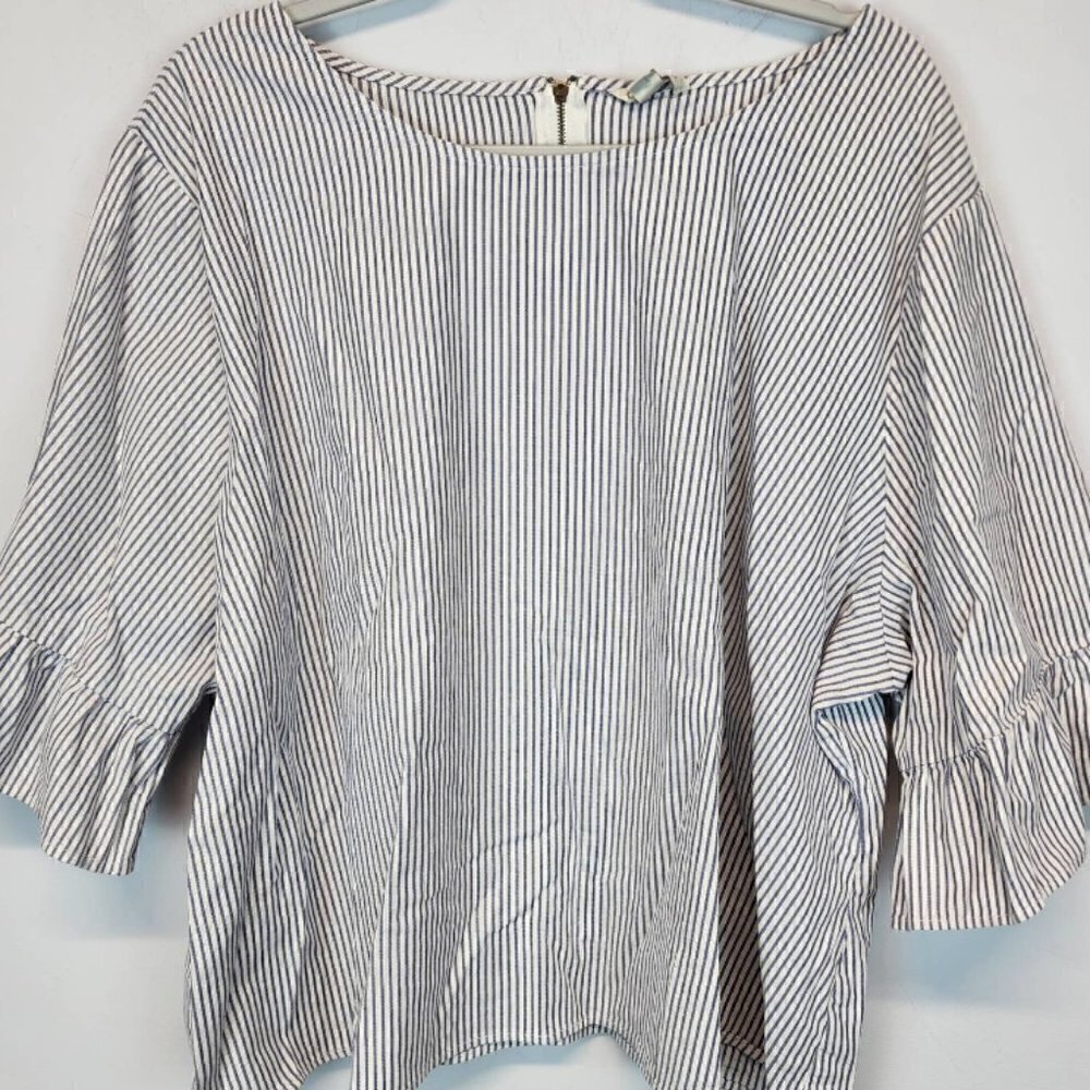 Cato Blue and White Ticking Stripe Blouse 22/24W